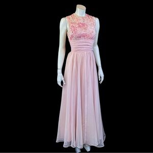 60s JACK BRYAN Pink Sleeveless Romantic Formal Gown / S M